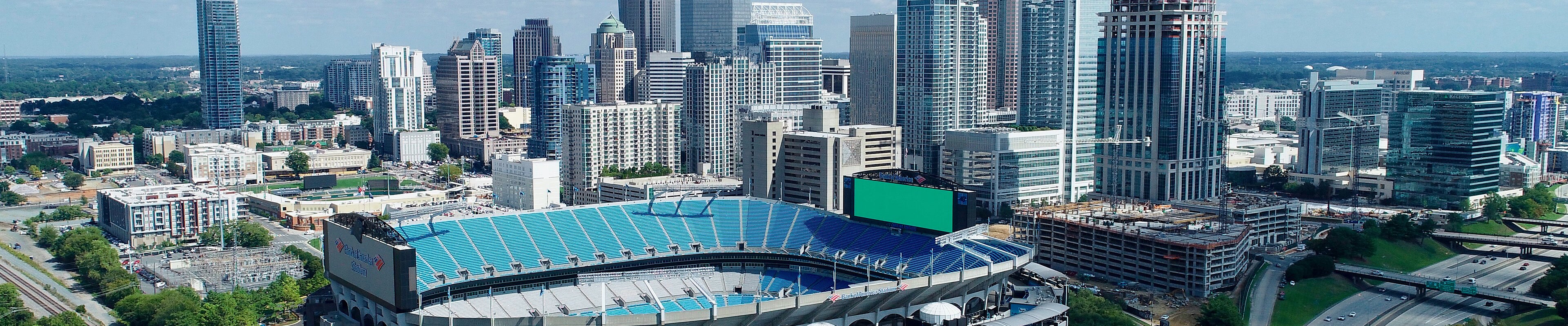 Drone view of uptown Charlotte
