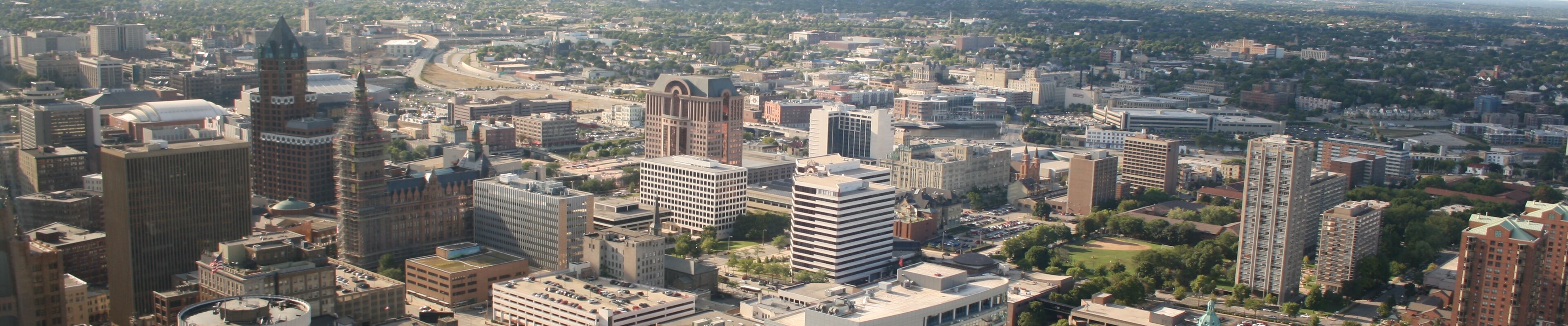 Aerial view of Milwaukee, WI